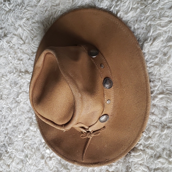 Minnetonka The Outback Leather Hat Buffalo Nickel Detail LightTan Small - Picture 8 of 13